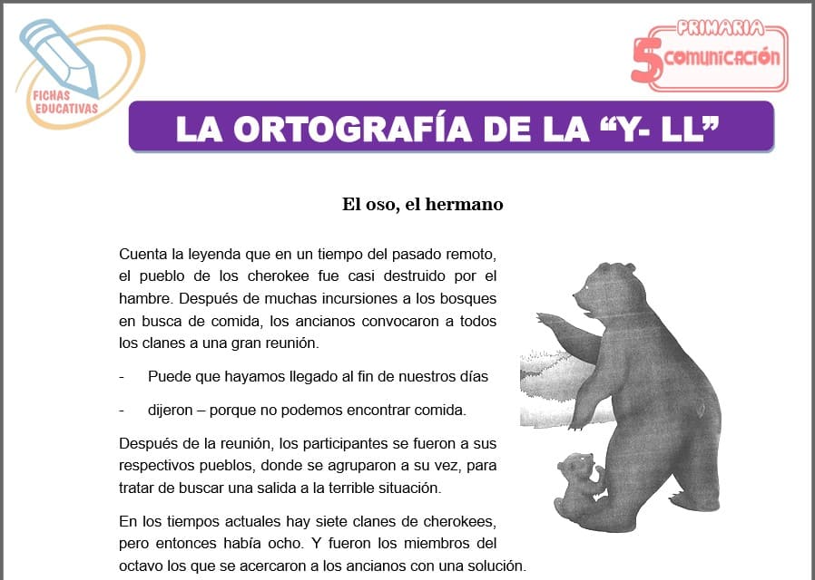La ortografía de la “Y - Ll” para quinto de primaria