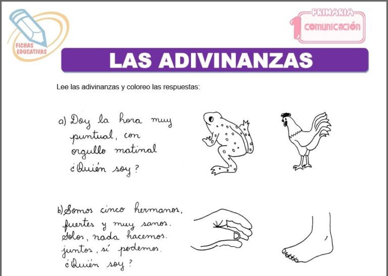 Las adivinanzas para Primero de Primaria - Fichas Educativas