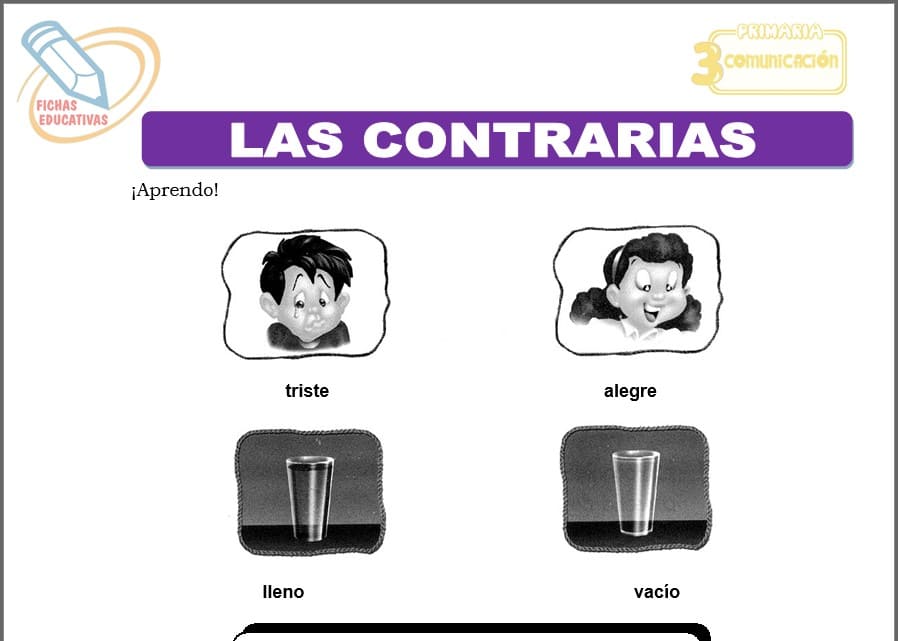Las contrarias para tercero de primaria