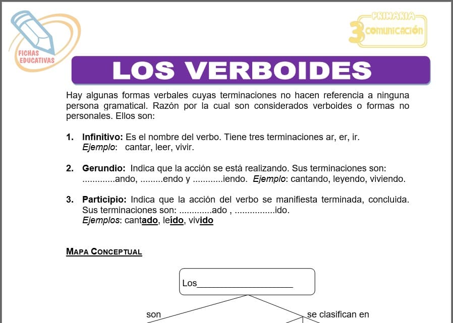 Los Verboides para tercero de primaria