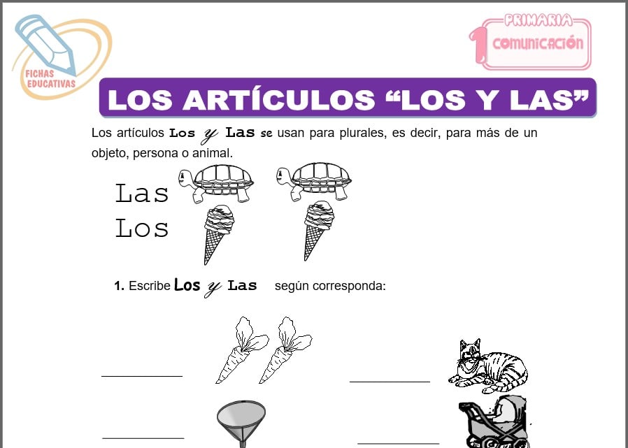 Los artículos “Los y Las” para primero de primaria