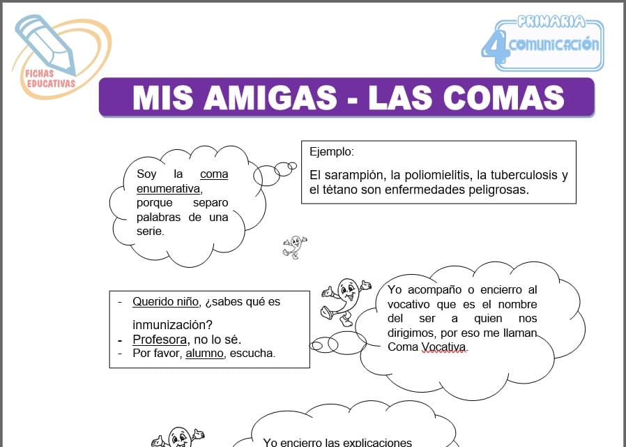 Mis amigas, las comas para cuarto de primaria