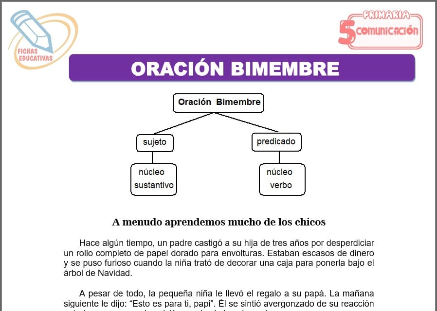 Oración bimembre para quinto de primaria