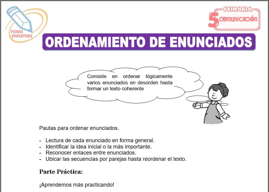 Ordenamiento de enunciados para quinto de primaria