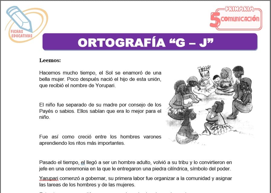 Ortografía “G - J” para quinto de primaria