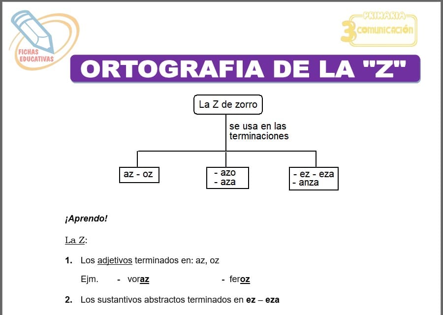 Ortografía de la “z” para tercero de primaria