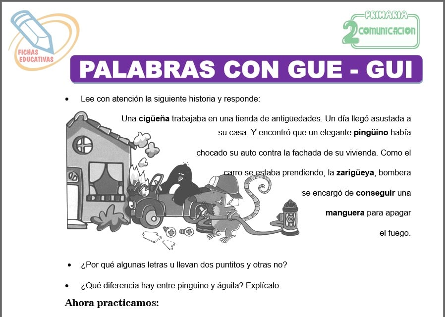 Palabras con “güe - güi” para segundo de primaria
