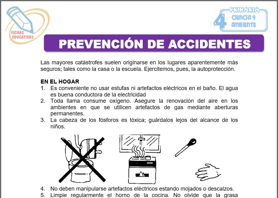 Prevención de accidentes para cuarto de primaria