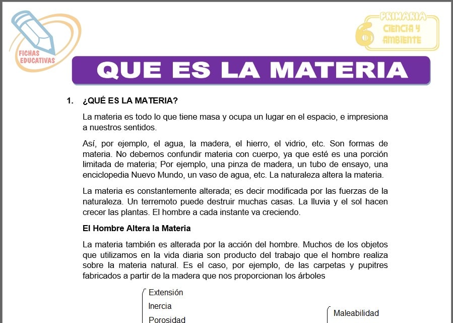 Que es la materia para sexto de primaria