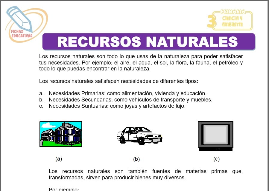 Recursos naturales para tercero de primaria