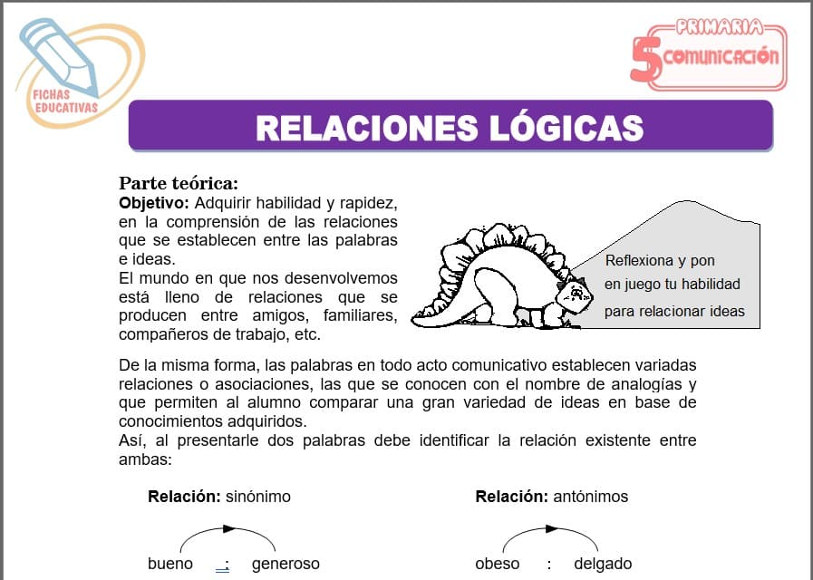 Relaciones lógicas para quinto de primaria