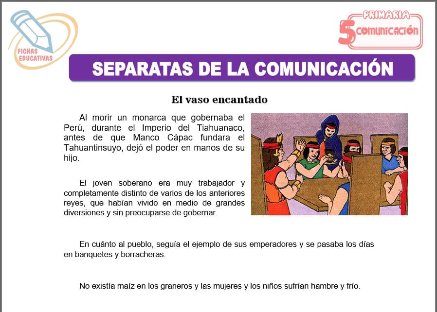 Separatas de la comunicación para quinto de primaria