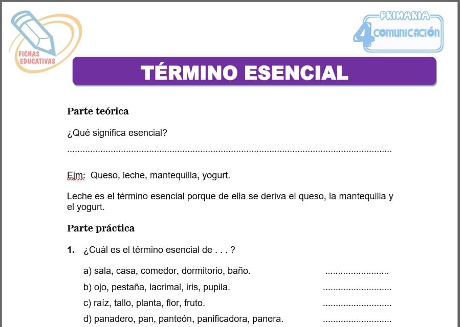 Término esencial para cuarto de primaria