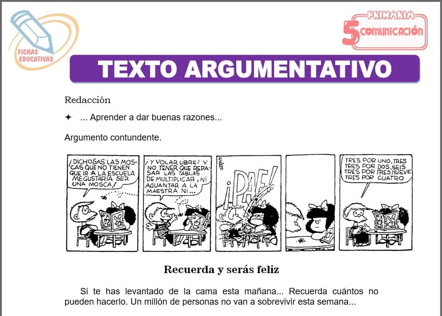 Texto argumentativo para quinto de primaria