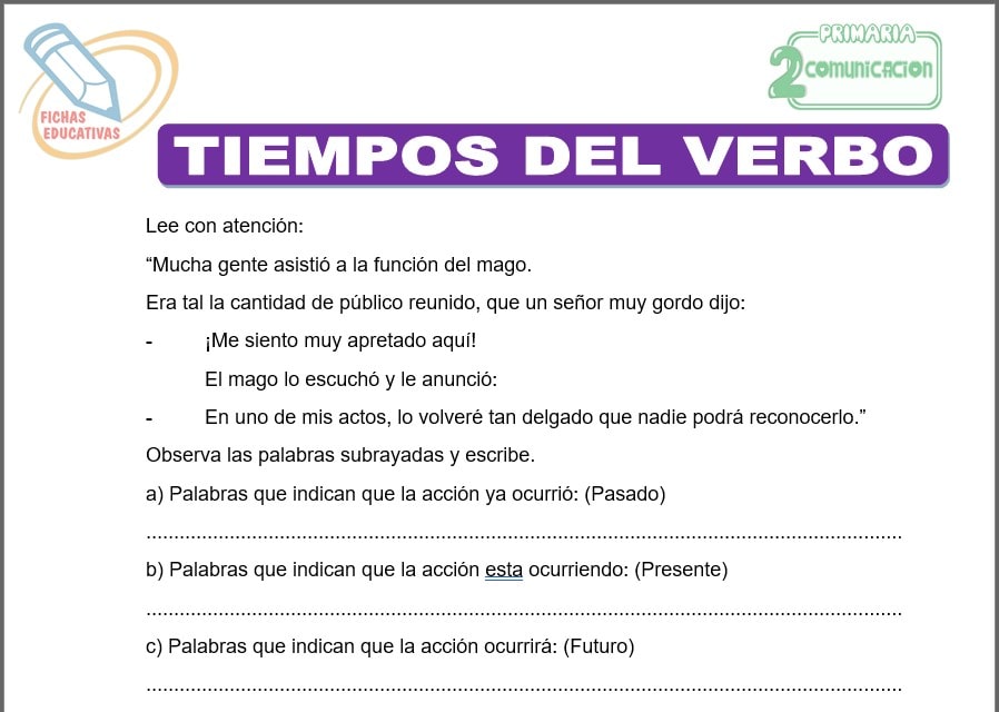 Tiempos del verbo para segundo de primaria