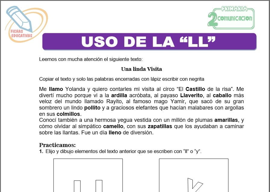 Uso de la “Ll” para segundo de primaria