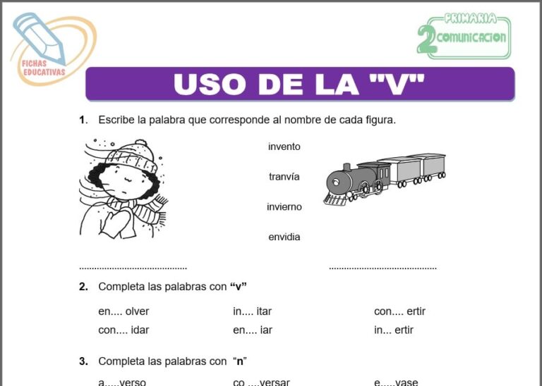 Uso de la v para Segundo de Primaria - Fichas Educativas