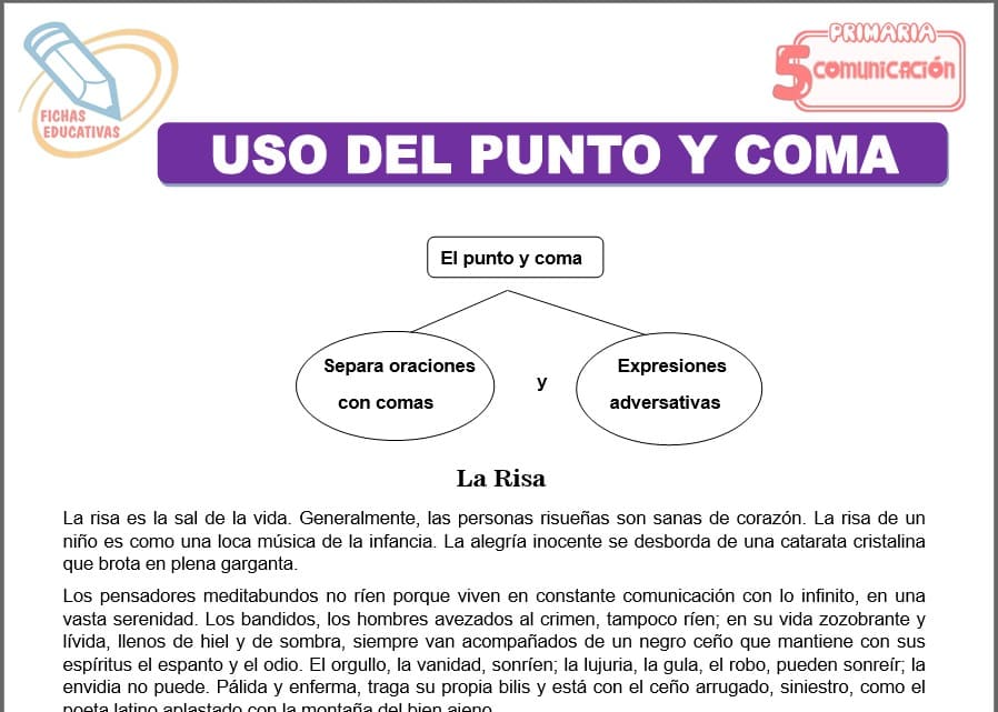 Uso del punto y coma para Quinto de Primaria Uso del punto y coma para quinto de primaria