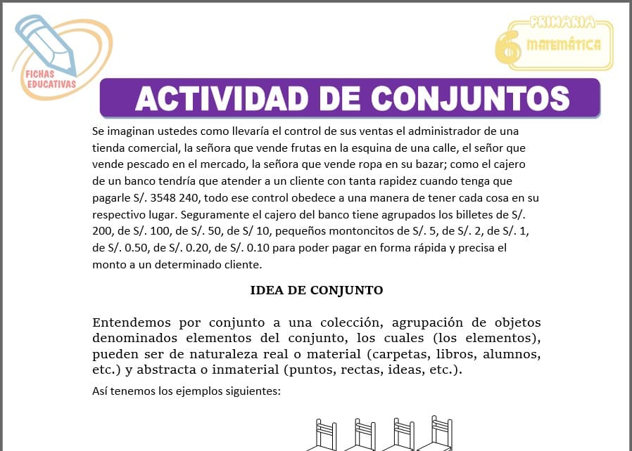 Actividades de conjuntos para sexto de primaria