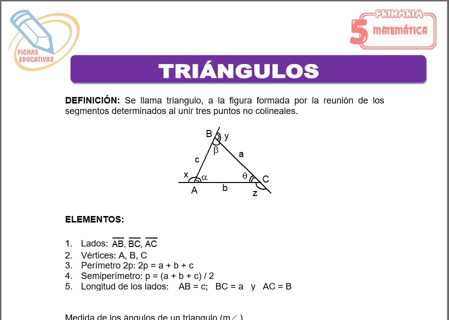 Actividades de triángulos para quinto de primaria