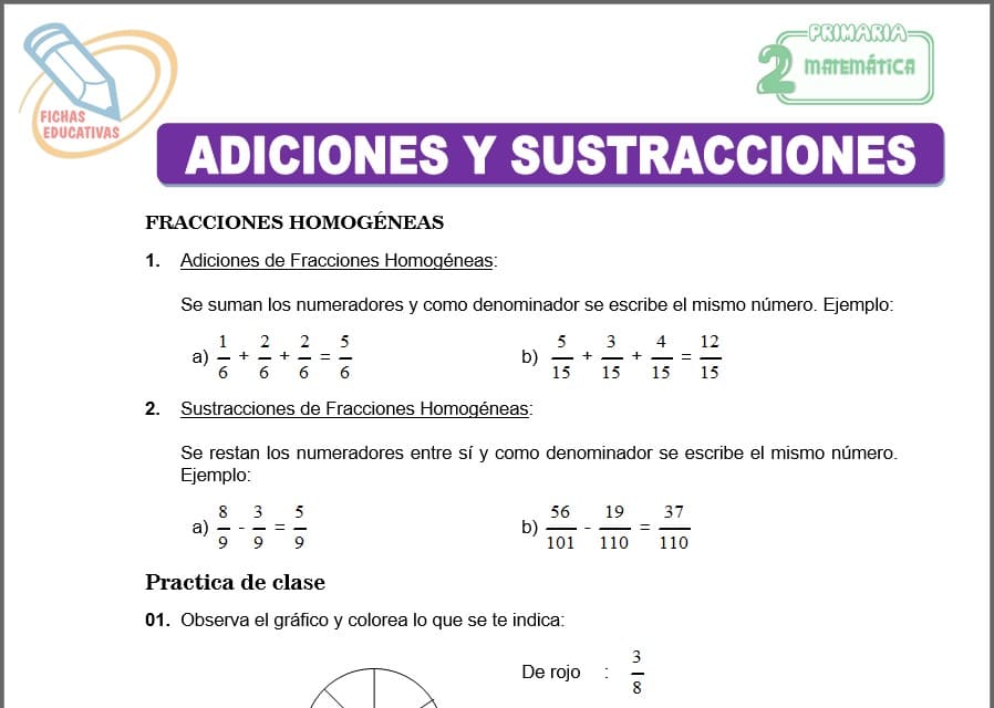 Adiciones y sustracciones para segundo de primaria