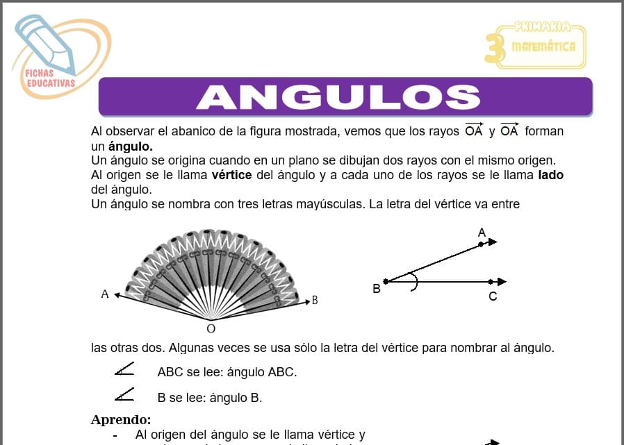 Ángulos para tercero de primaria