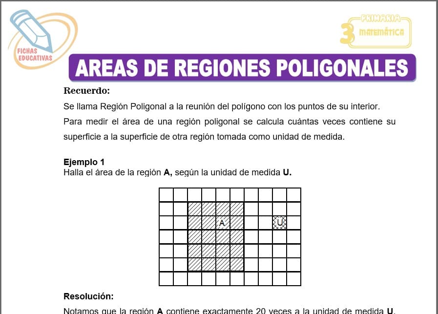 Áreas de regiones poligonales para tercero de primaria