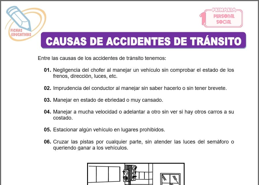 Causas de accidentes de tránsito para primero de primaria