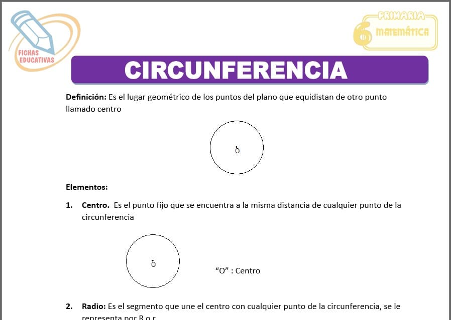 Circunferencia para sexto de primaria