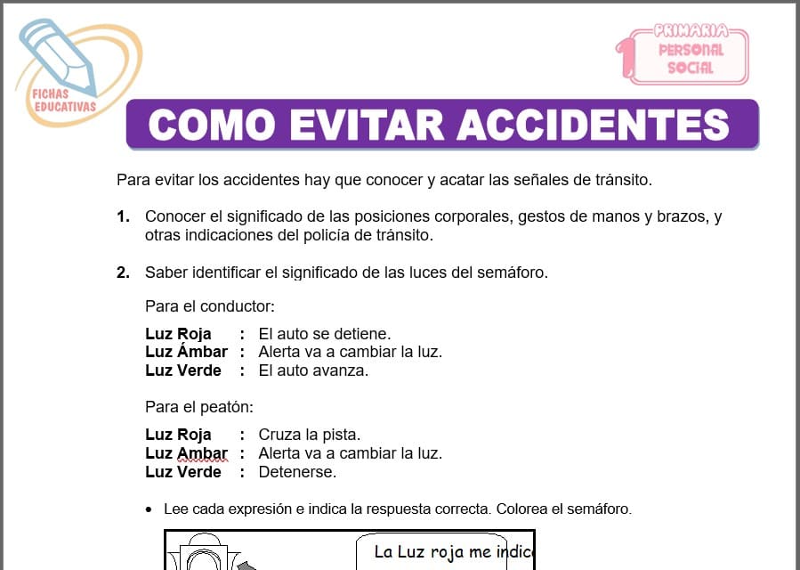 Como evitar accidentes para primero de primaria