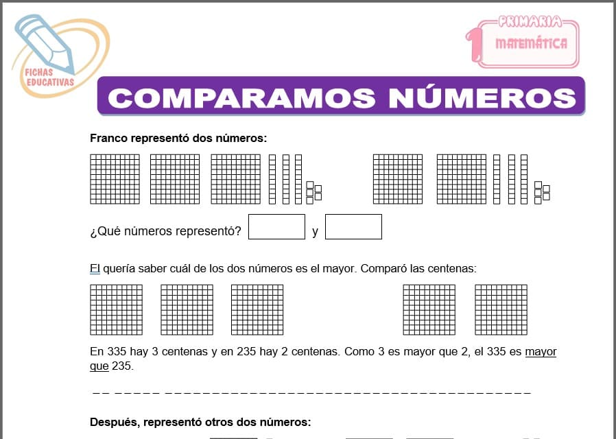Comparamos números para primero de primaria