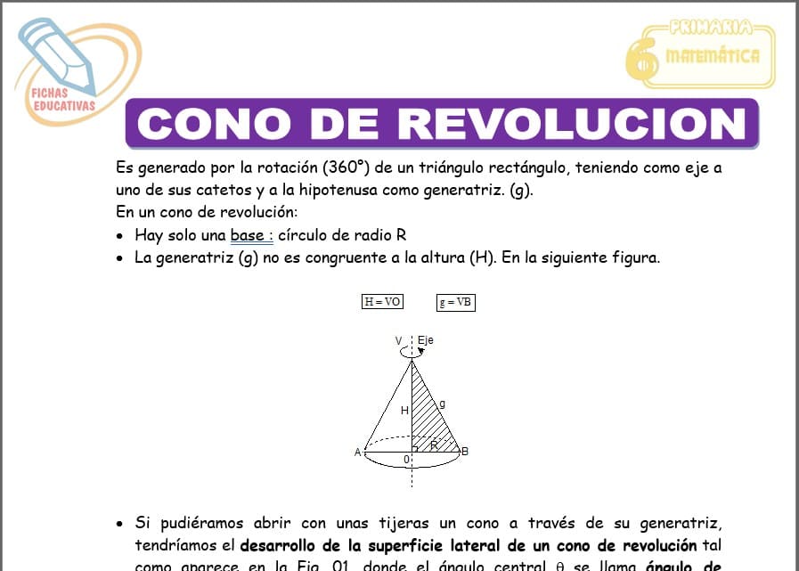Cono de revolución para sexto de primaria