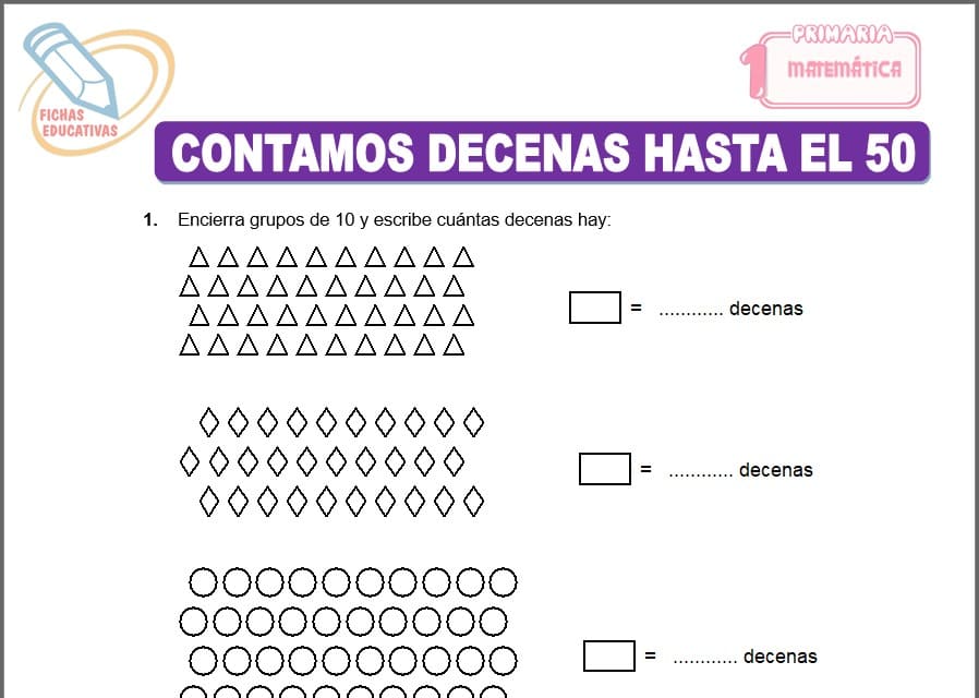 Contamos decenas hasta el 50 para primero de primaria