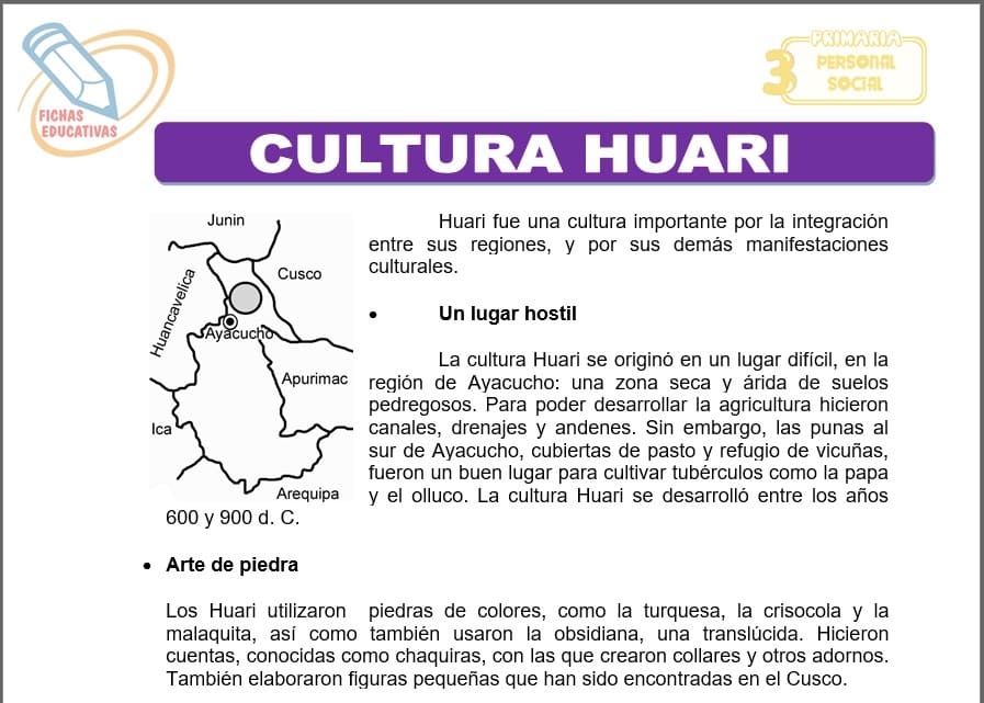 Cultura huari para tercero de primaria