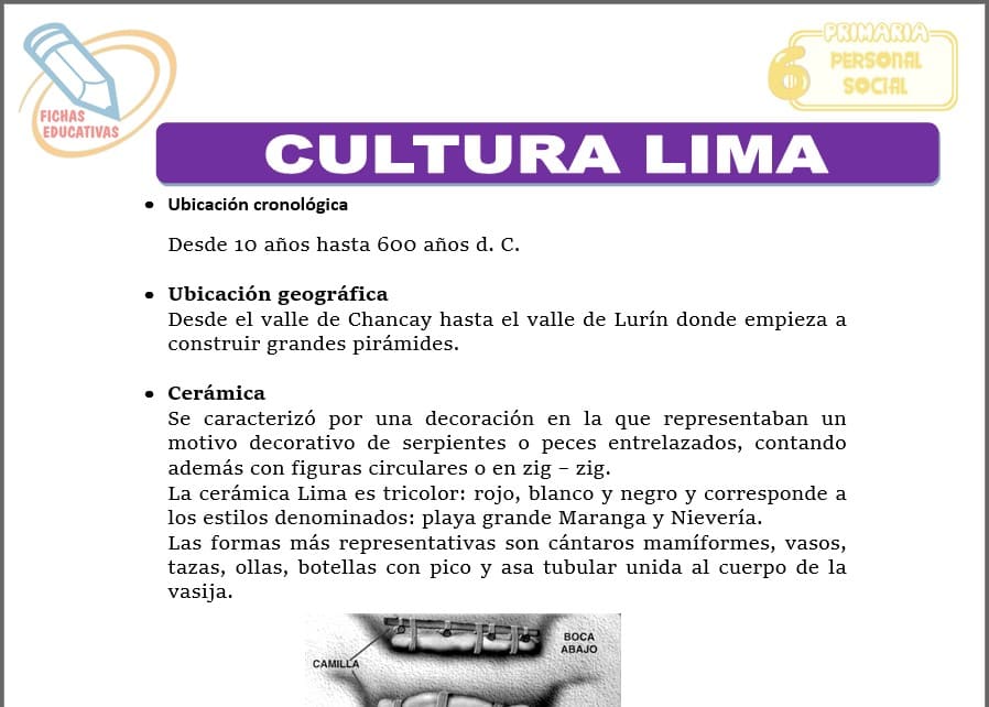 Cultura lima para sexto de primaria