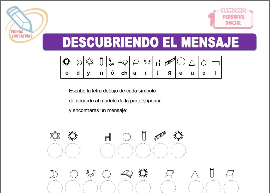 Descubriendo el mensaje para primero de primaria