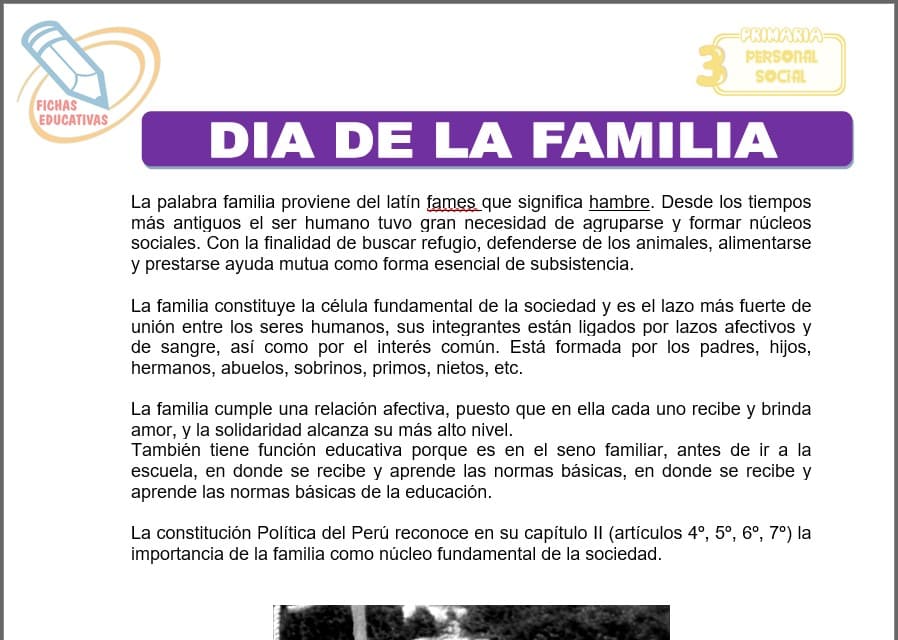 Día de la familia para tercero de primaria