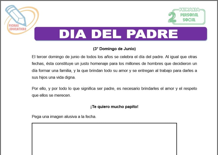 Día del padre para segundo de primaria