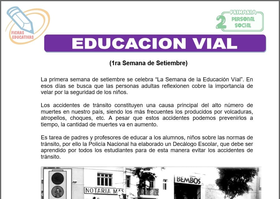 Educación vial para segundo de primaria
