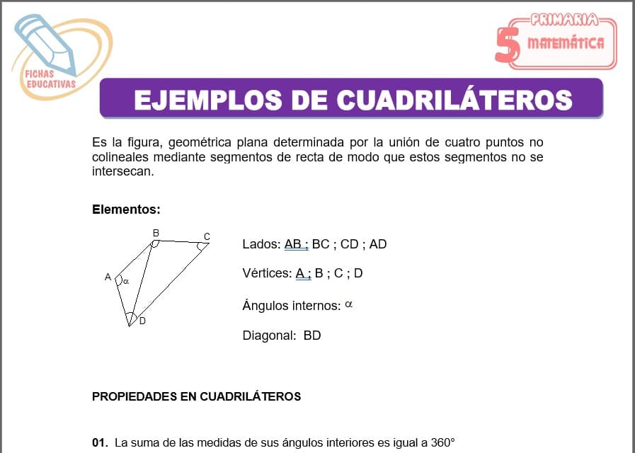Ejemplos de cuadriláteros para Quinto de Primaria Ejemplos de cuadriláteros para quinto de primaria