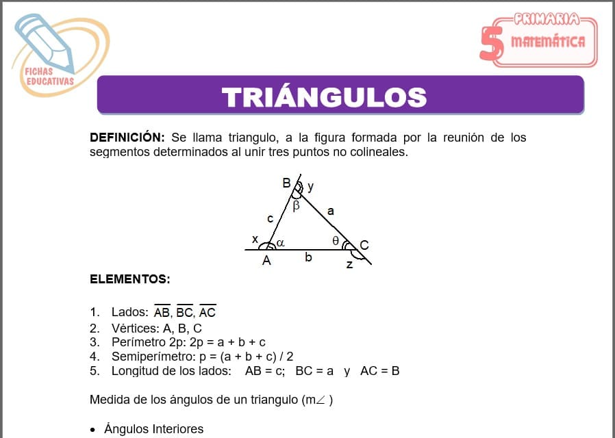 Ejemplos de triángulos para quinto de primaria