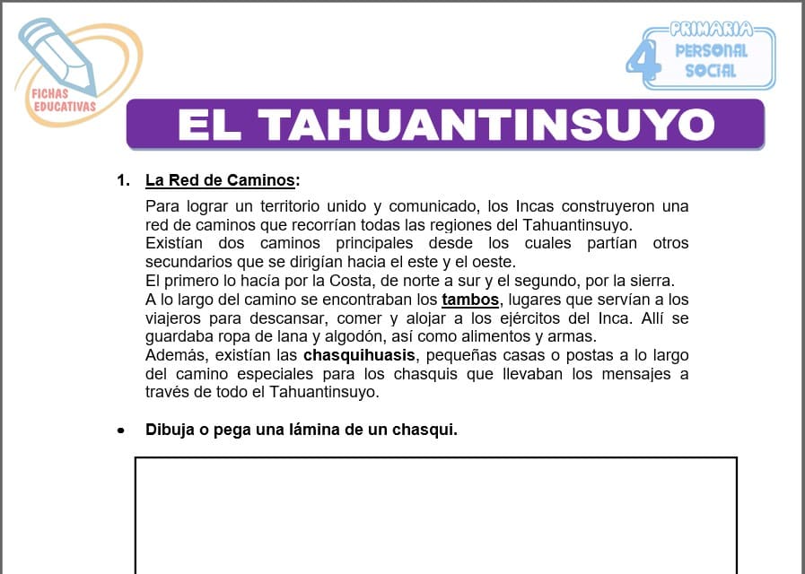 El Tahuantinsuyo para cuarto de primaria