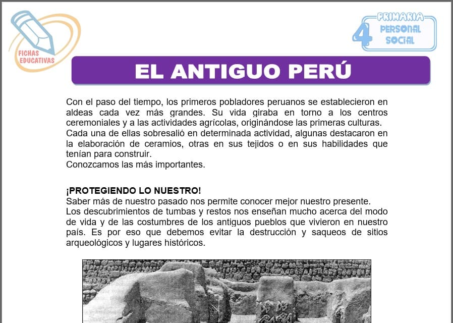 El antiguo Perú para cuarto de primaria