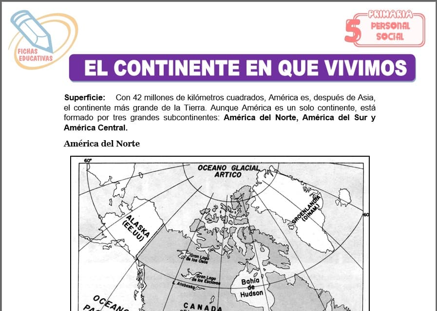 El continente en que vivimos para quinto de primaria