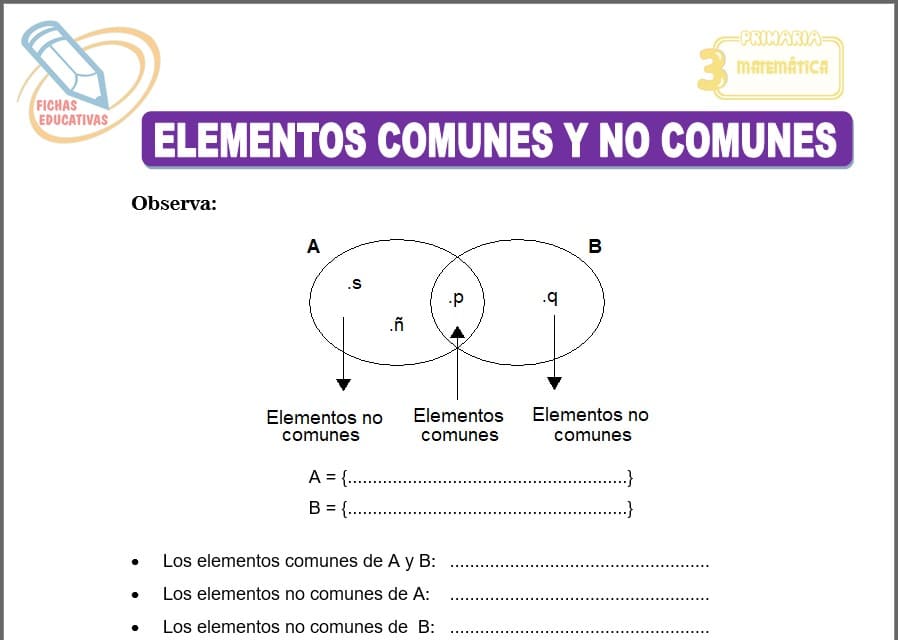 Elementos comunes y no comunes para tercero de primaria