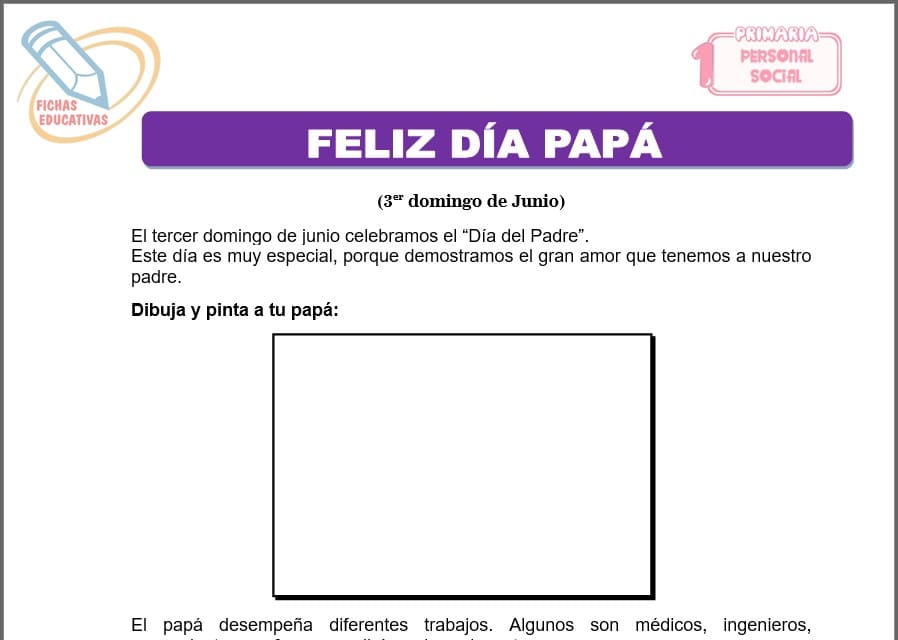 Feliz día papá para primero de primaria