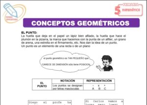 Fichas de conceptos geométricos para quinto de primaria