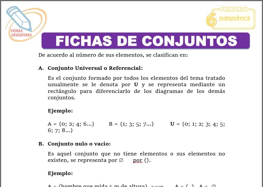 Fichas de conjuntos para sexto de primaria