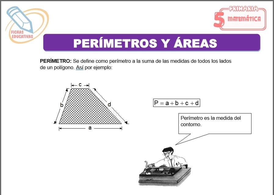 Fichas de perímetros y áreas para quinto de primaria