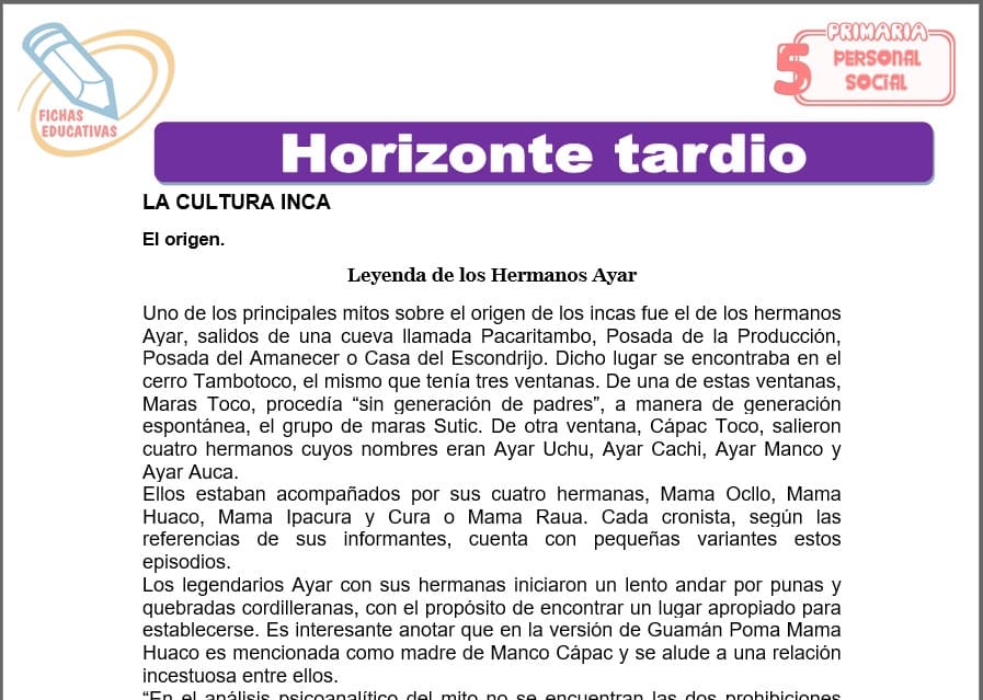 Horizonte tardío para quinto de primaria